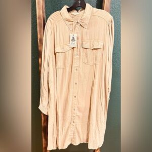 Easel Tan Button-Up Dress